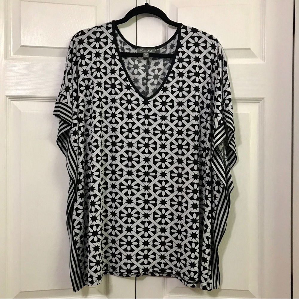 Roz & Ali Geometric Print Tunic, Sz 1x, GUC